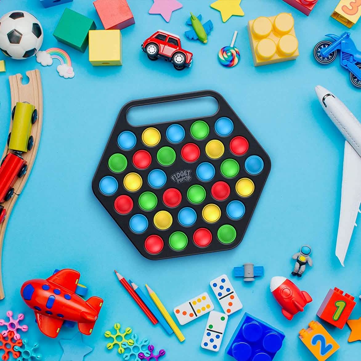 Hard Shell Pop it Fidget Toy Board with Carrying Handle for Adults & Kids DailySale