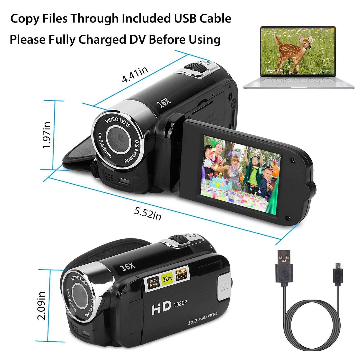 HD 1080P Digital Video Camcorder 16x Zoom DV Camera DailySale