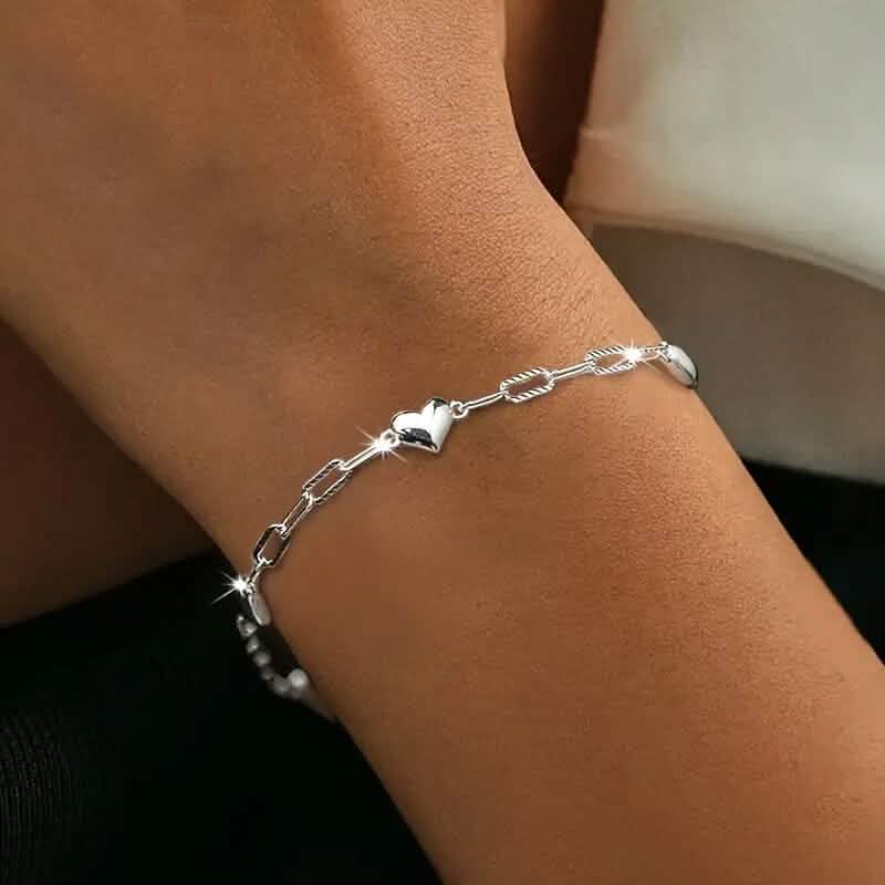Heart-Shaped S925 Silver Bracelet DailySale
