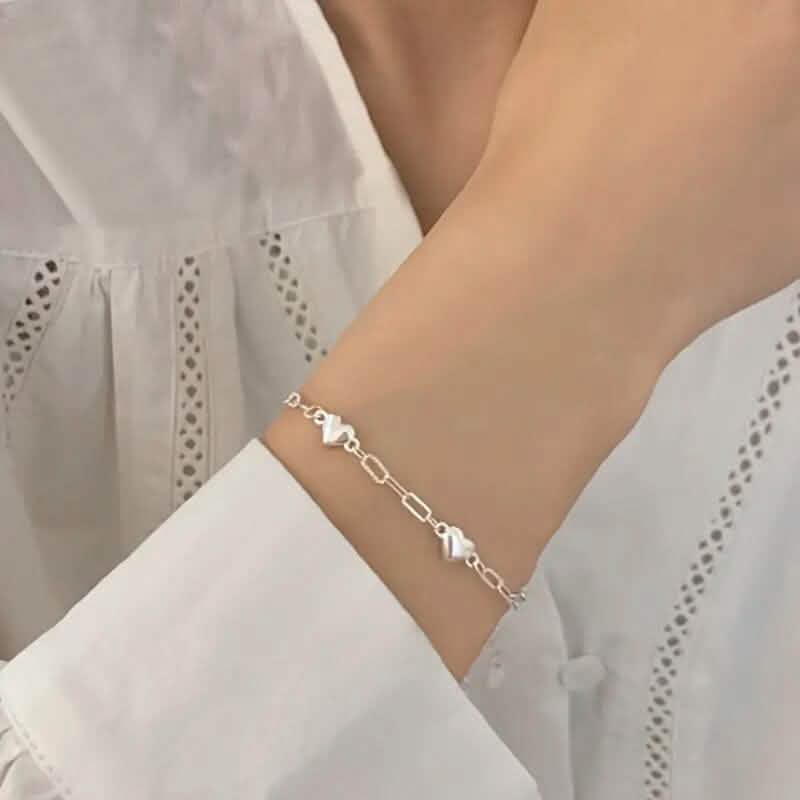 Heart-Shaped S925 Silver Bracelet DailySale