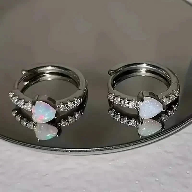 Heart-shaped Synthetic Zirconia Hoop Earrings DailySale