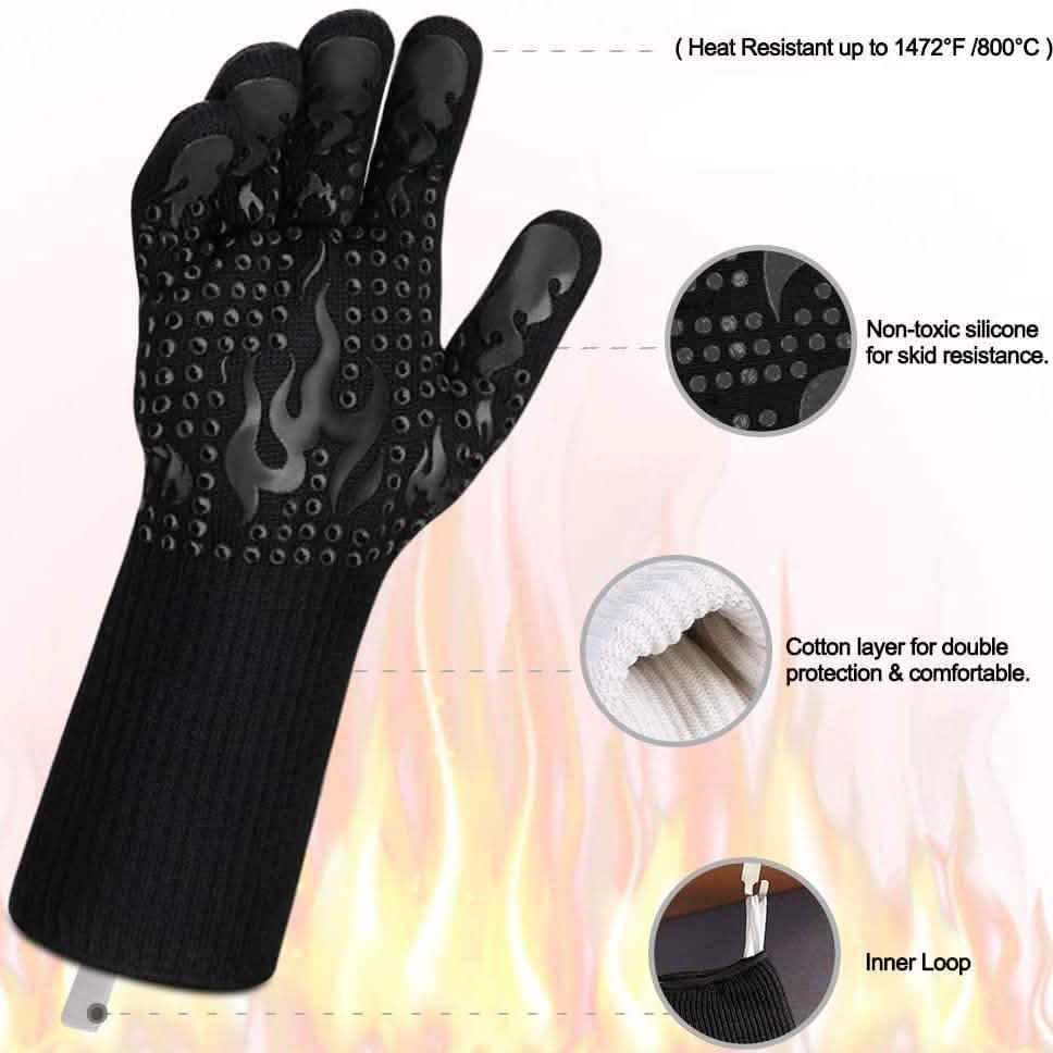 Heat Resistant Grilling Long Silicone Non-Slip Gloves DailySale