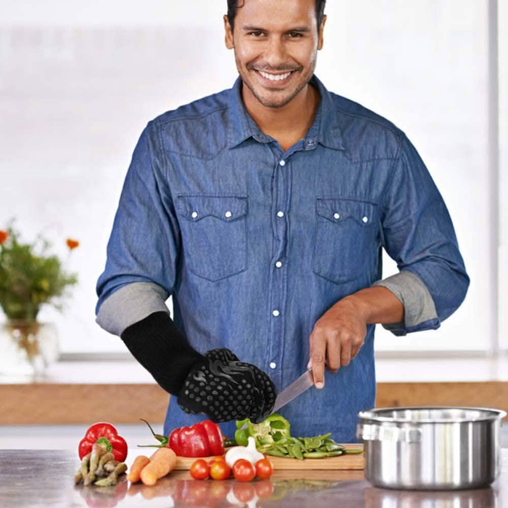 Heat Resistant Grilling Long Silicone Non-Slip Gloves DailySale