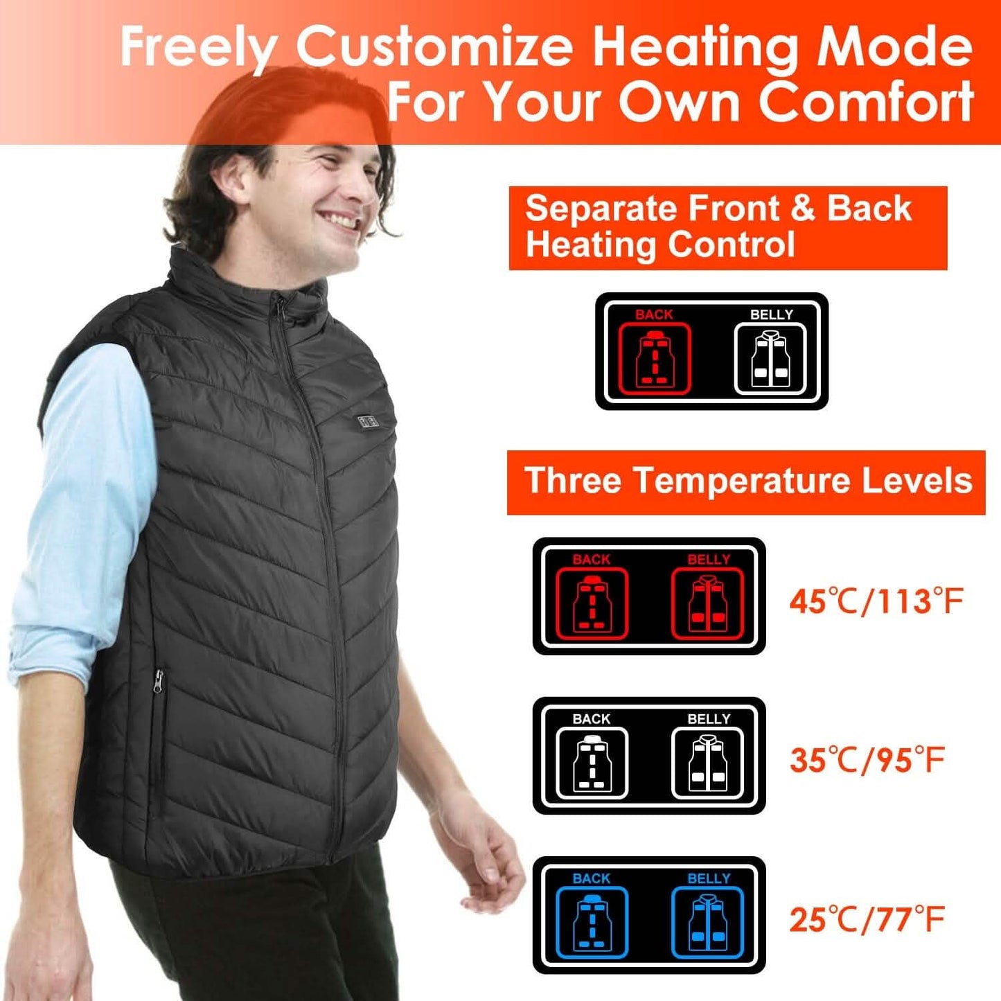 Heated Vest Electric USB Jacket with 3 Temperature Levels DailySale