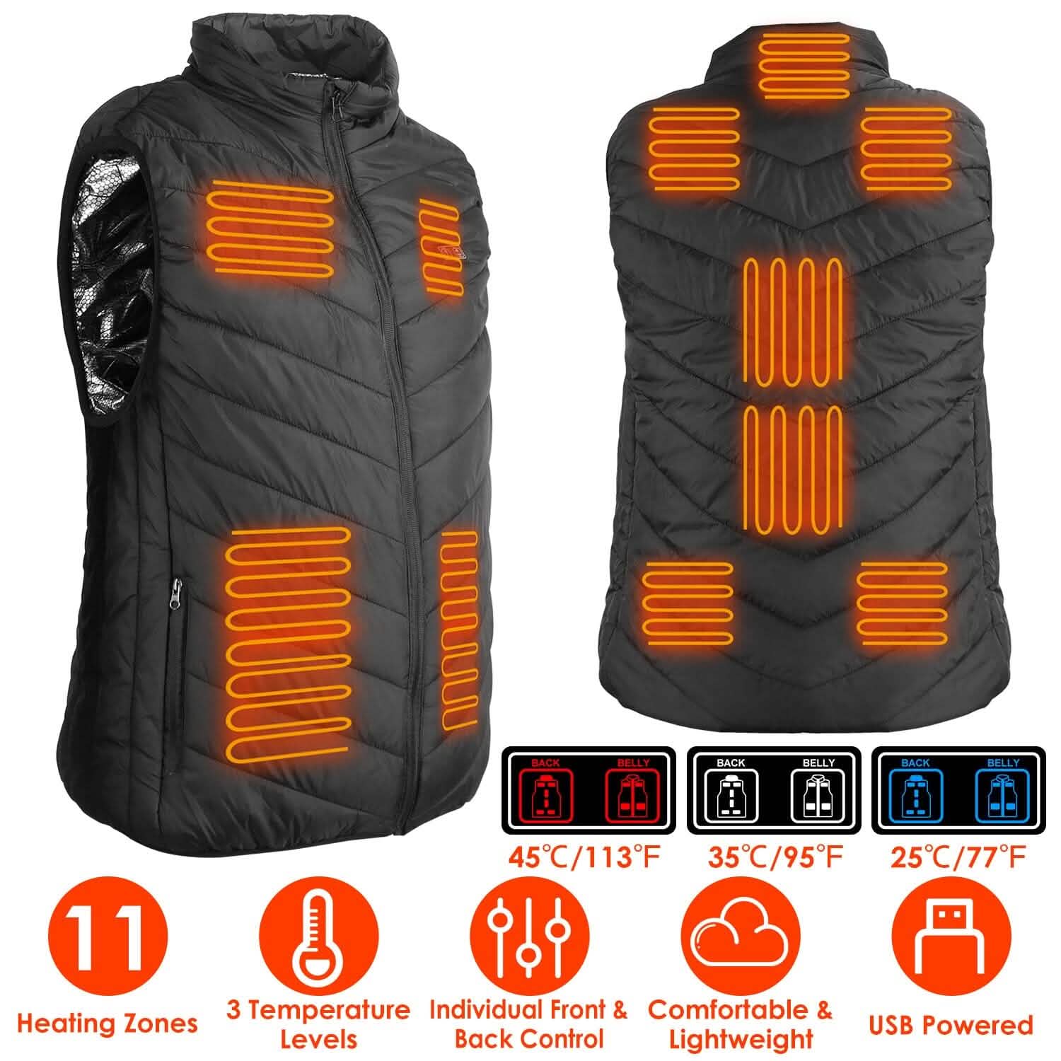 Heated Vest Electric USB Jacket with 3 Temperature Levels DailySale