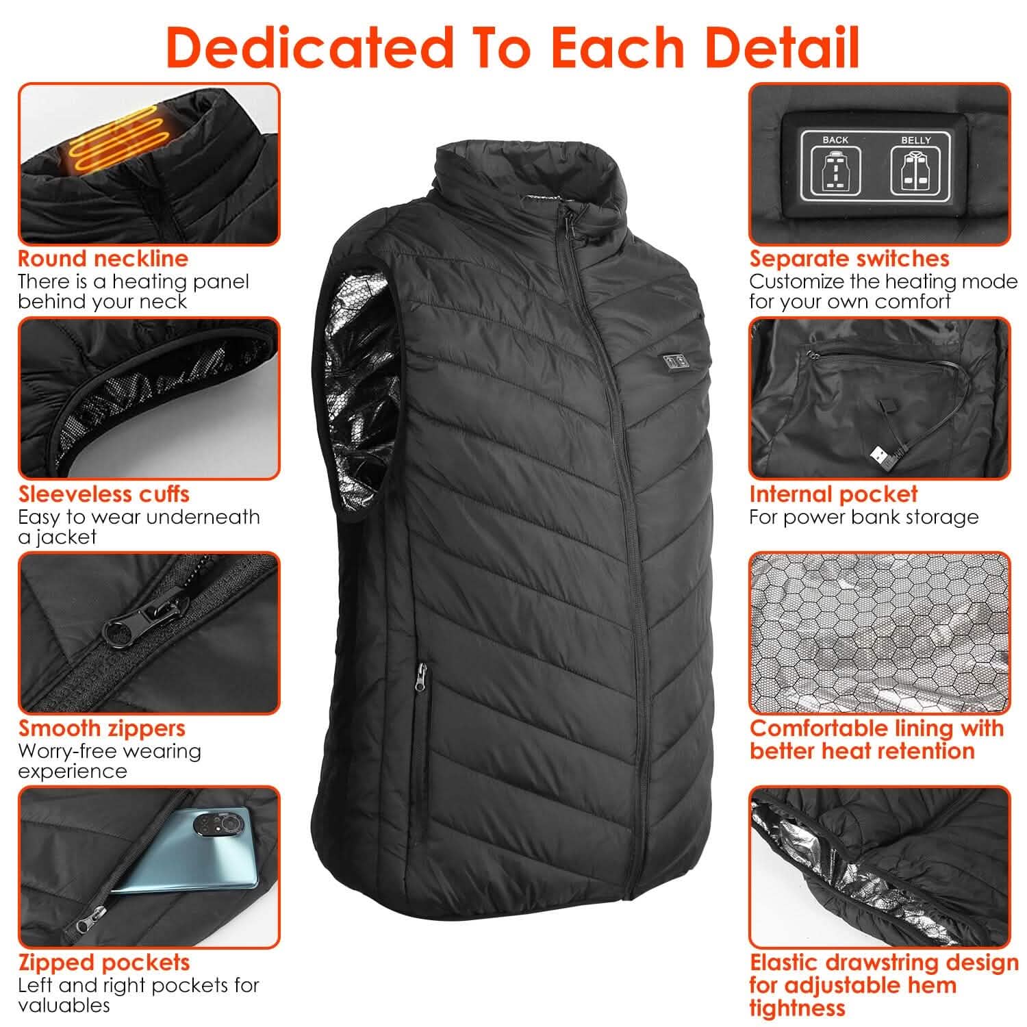 Heated Vest Electric USB Jacket with 3 Temperature Levels DailySale