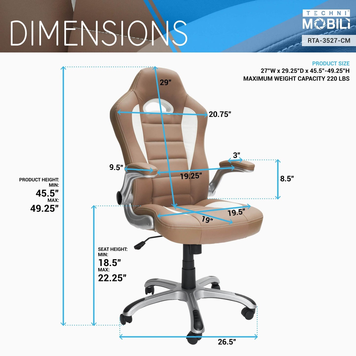 High Back Executive Sport Race Office Chair With Flip-up Arms DailySale