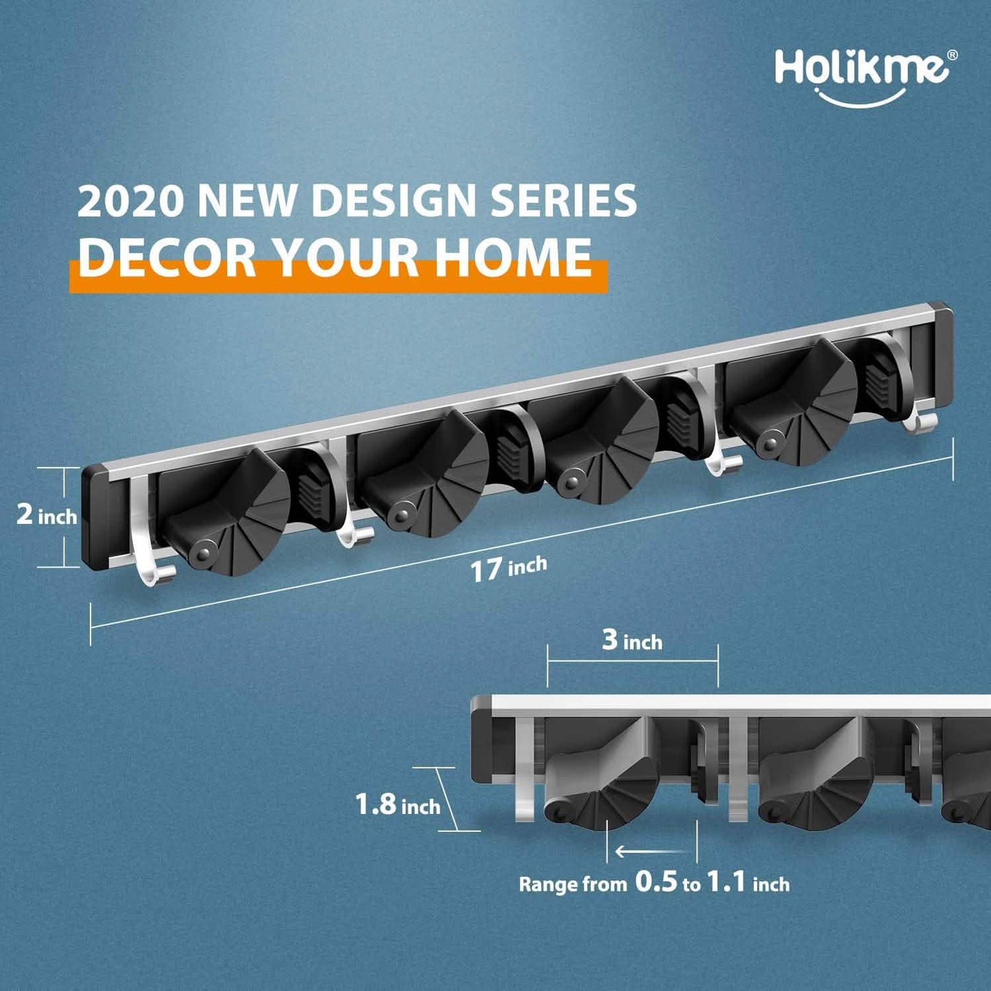 Holikme Mop Broom Holder Wall Mount Metal Pantry Organization DailySale