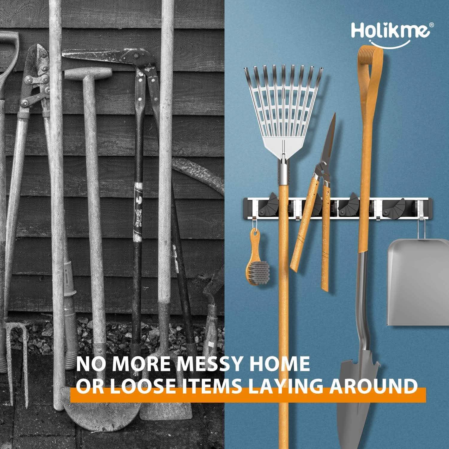 Holikme Mop Broom Holder Wall Mount Metal Pantry Organization DailySale