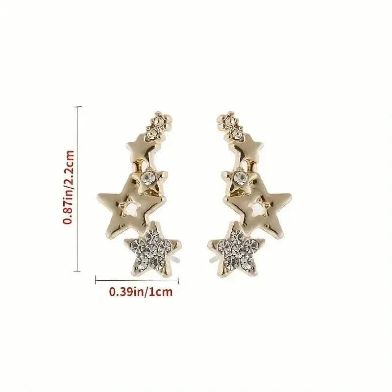 Hollow Star Earrings Zinc Alloy with Rhinestone Accents DailySale