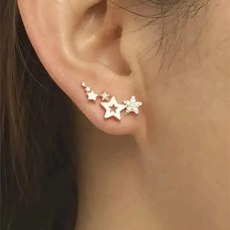 Hollow Star Earrings Zinc Alloy with Rhinestone Accents DailySale