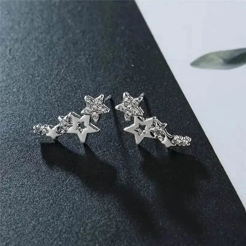 Hollow Star Earrings Zinc Alloy with Rhinestone Accents DailySale