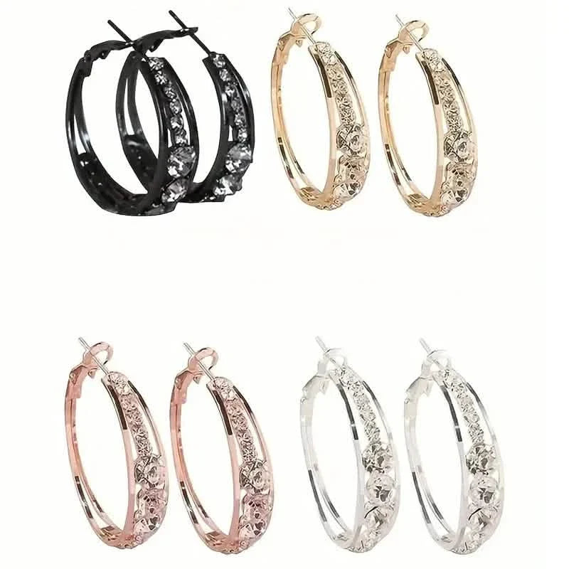 Hoop Earrings Inlaid Shiny Rhinestone For Ladies DailySale