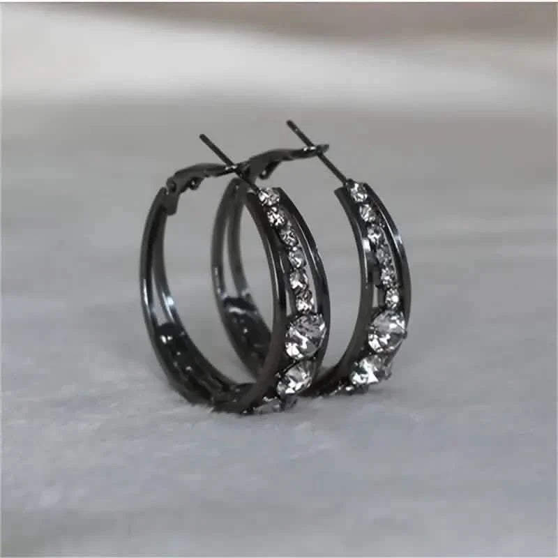 Hoop Earrings Inlaid Shiny Rhinestone For Ladies DailySale