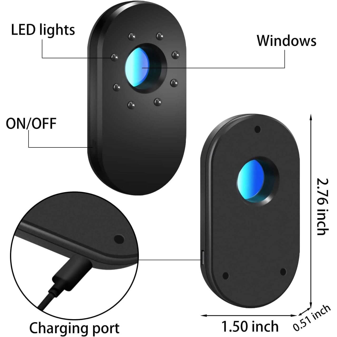 Hotel Hidden Camera Detector Finder, Infrared Detector, Travel Mini Portable Anti-Peeping Anti-Monitoring Camera Scanner DailySale