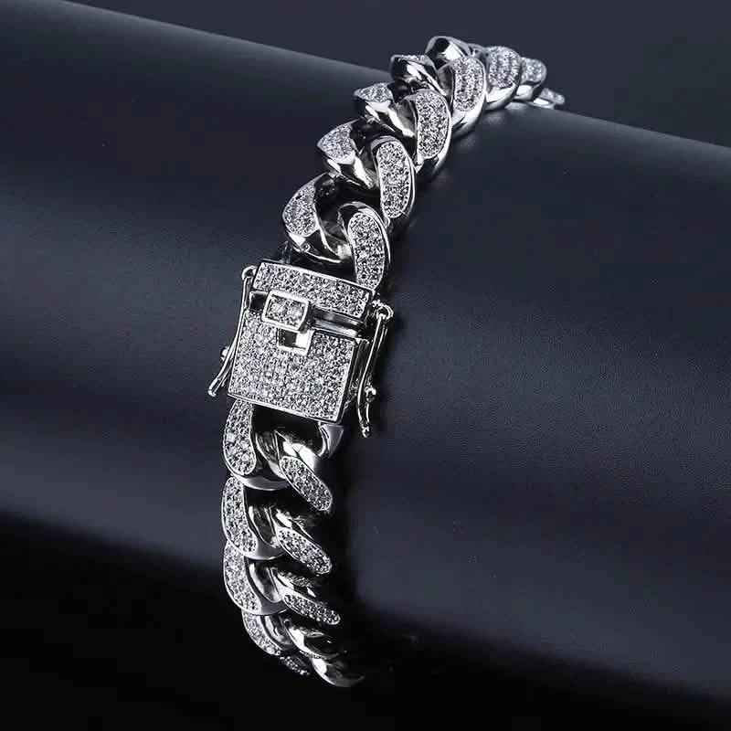 Iced Out Hip Hop Zircon Cuban Chain Bracelet for Men DailySale