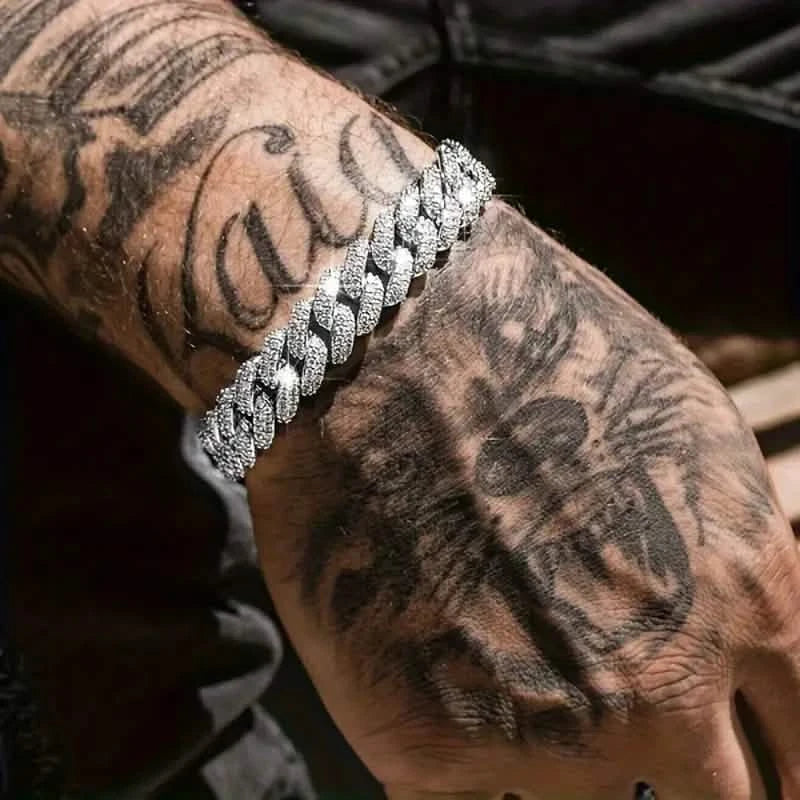 Iced Out Hip Hop Zircon Cuban Chain Bracelet for Men DailySale