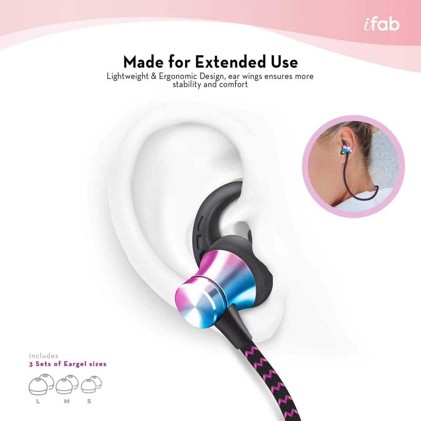 iFab Wireless Neckband Earbuds with Microphone and Control Buttons DailySale