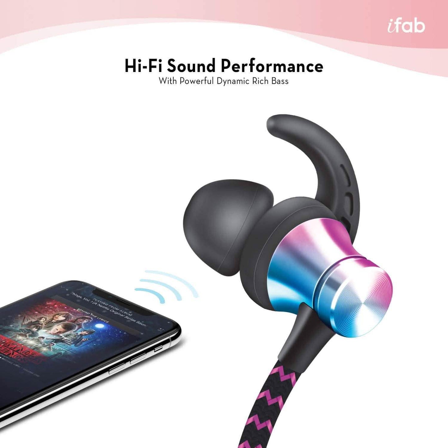 iFab Wireless Neckband Earbuds with Microphone and Control Buttons DailySale