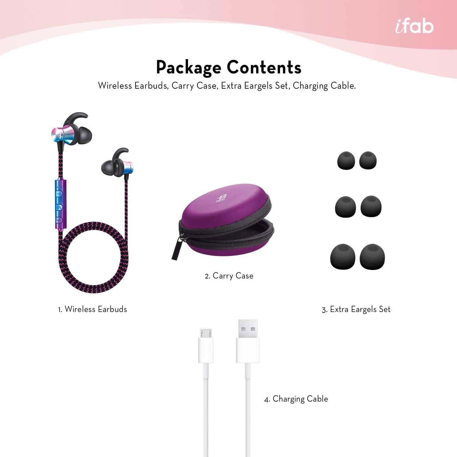 iFab Wireless Neckband Earbuds with Microphone and Control Buttons DailySale