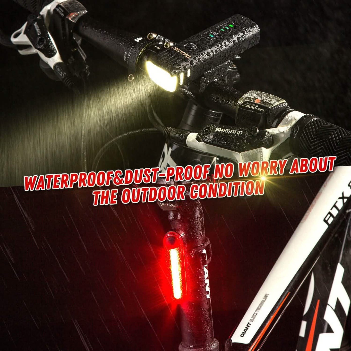 IMAGE Bike Bicycle Light Set with LED Headlights and Rear Lights DailySale