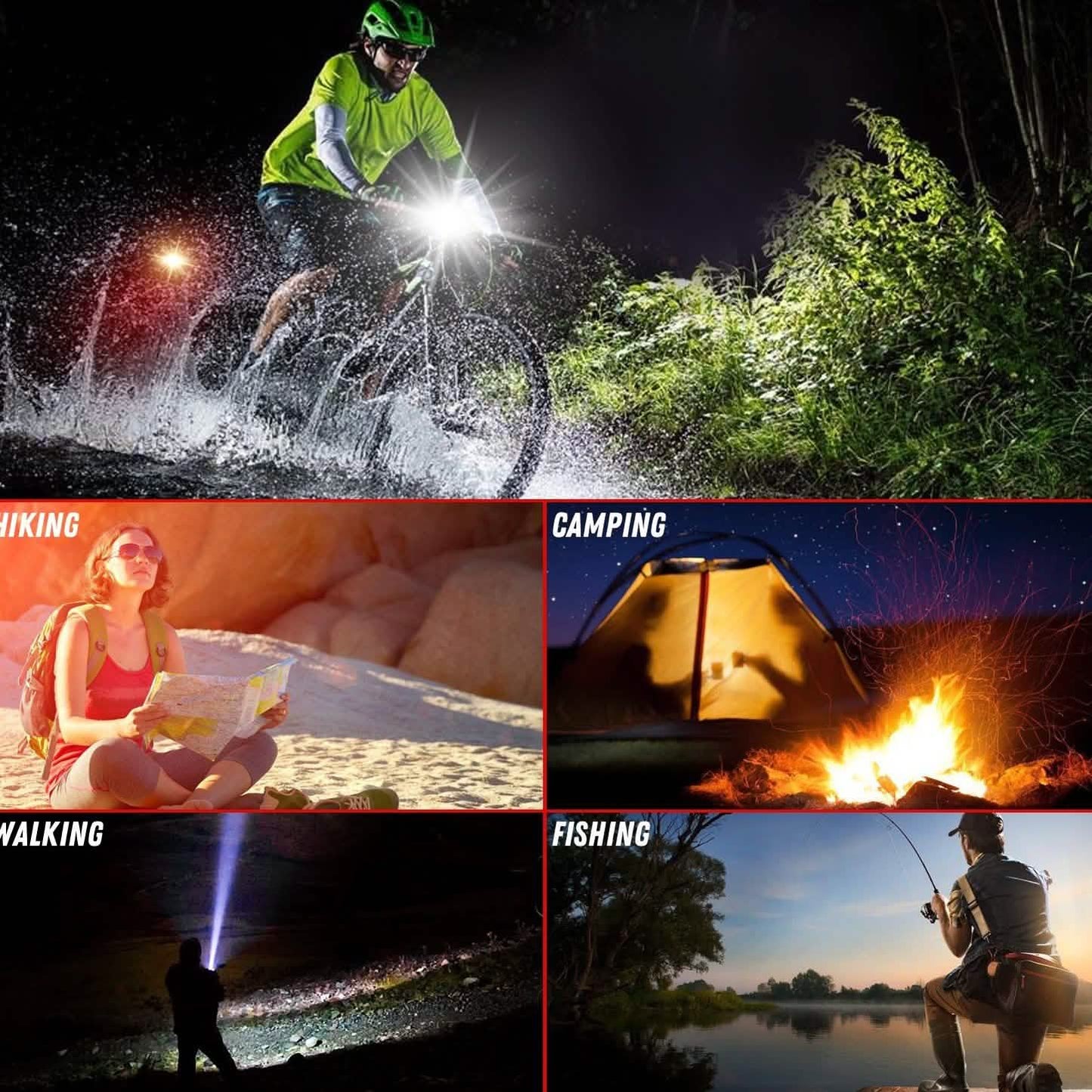 IMAGE Bike Bicycle Light Set with LED Headlights and Rear Lights DailySale