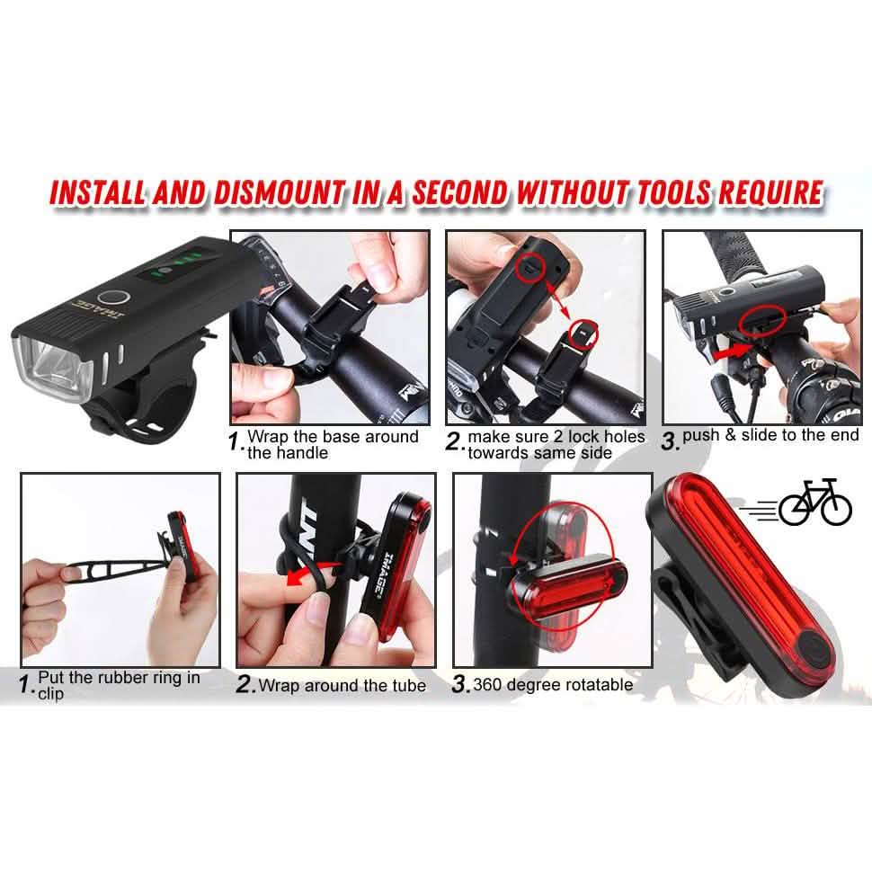 IMAGE Bike Bicycle Light Set with LED Headlights and Rear Lights DailySale