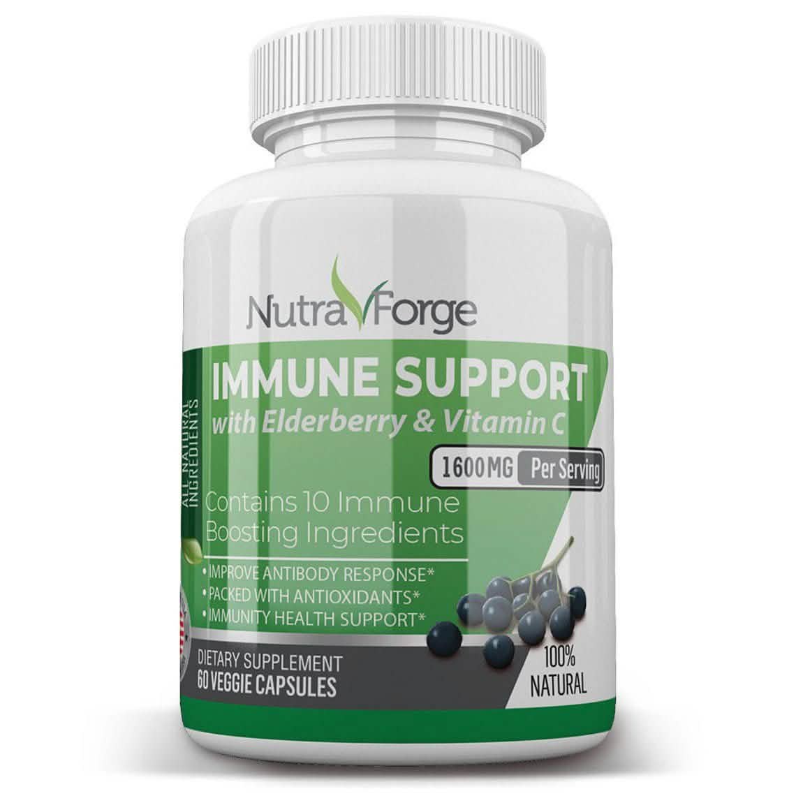 Immune Support Supplement with Elderberry, Vitamin C, Echinacea, Zinc, Garlic, Turmeric 1600mg NON GMO, GMP DailySale