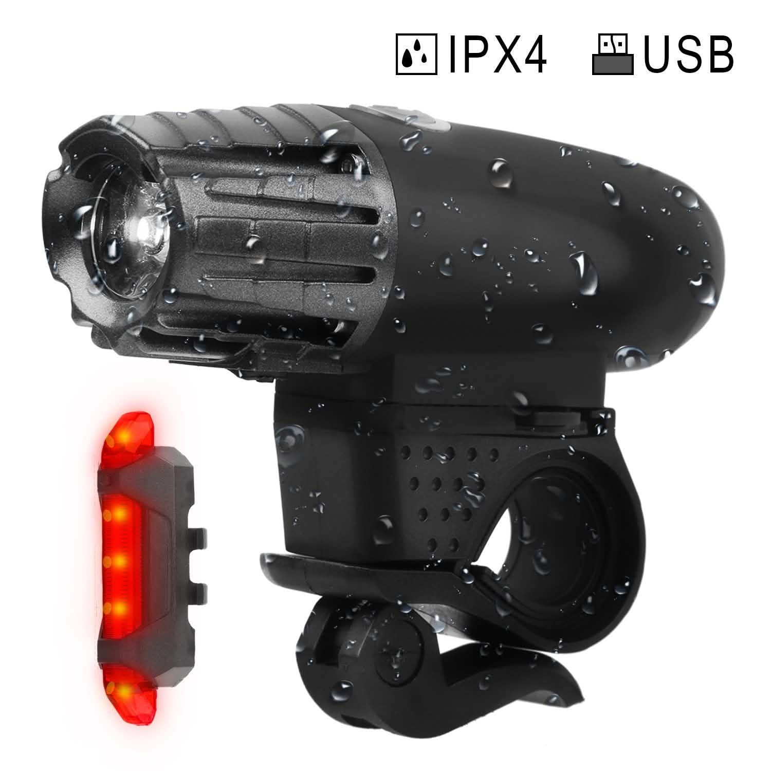 iMounTEK Bike Front Flashlight IPX4 Water-Resistant with Tail Warning/Safety LED Lamp DailySale