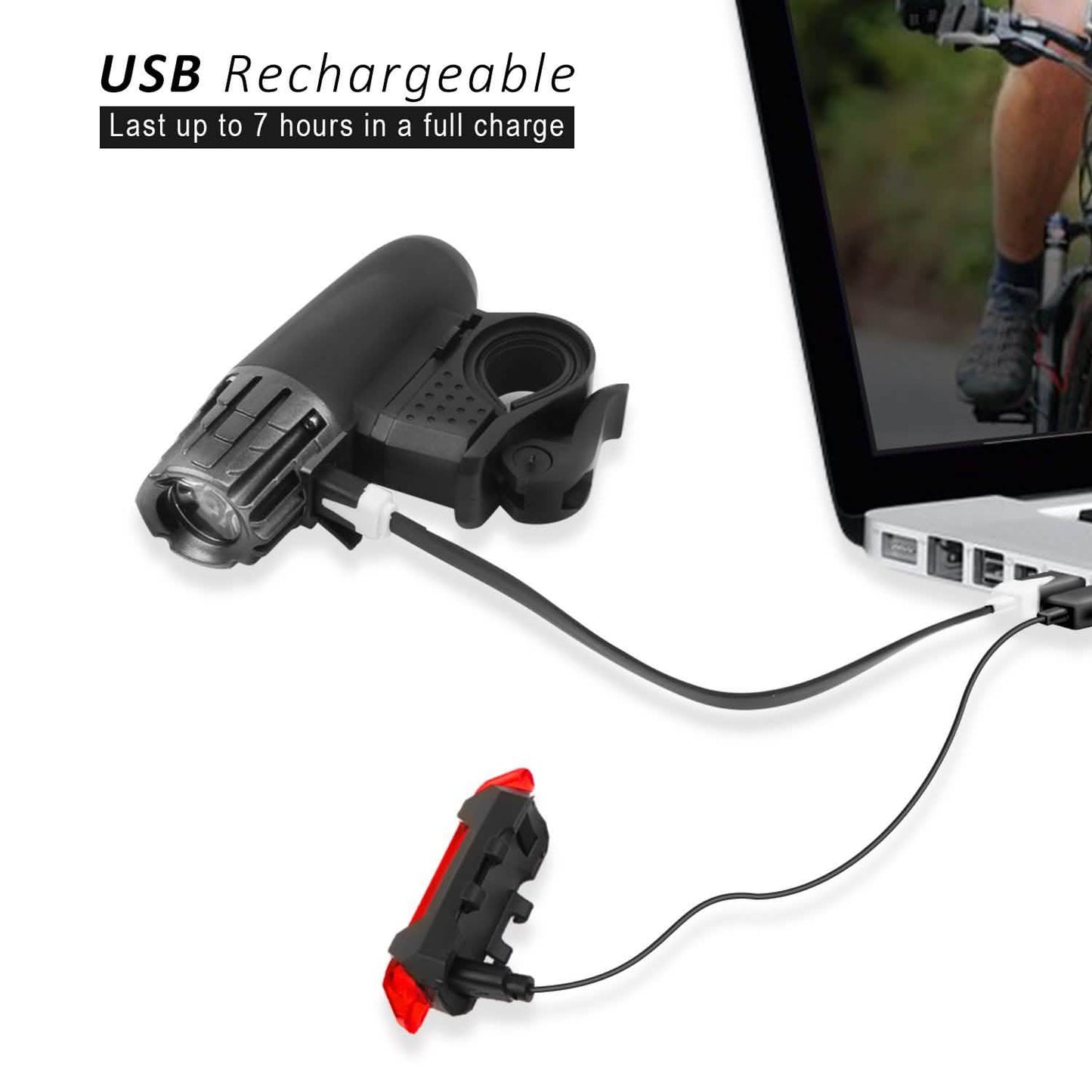iMounTEK Bike Front Flashlight IPX4 Water-Resistant with Tail Warning/Safety LED Lamp DailySale