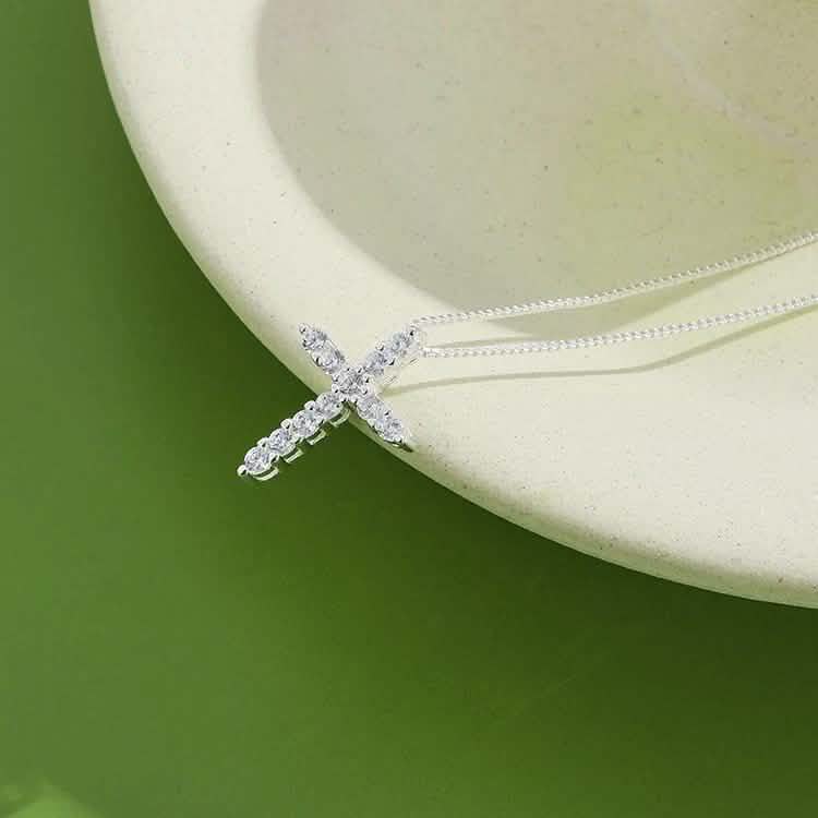 INALIS - 925 Sterling Silver Classic Cross Cubic Zirconia Necklace DailySale