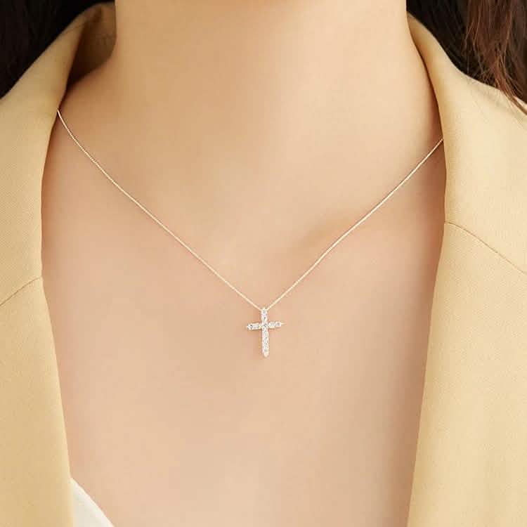 INALIS - 925 Sterling Silver Classic Cross Cubic Zirconia Necklace DailySale