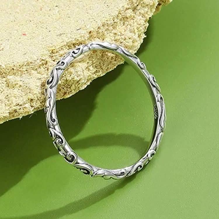 INALIS 925 Sterling Silver Ring for Women and Men Engraved Pattern Anniversary Rings DailySale