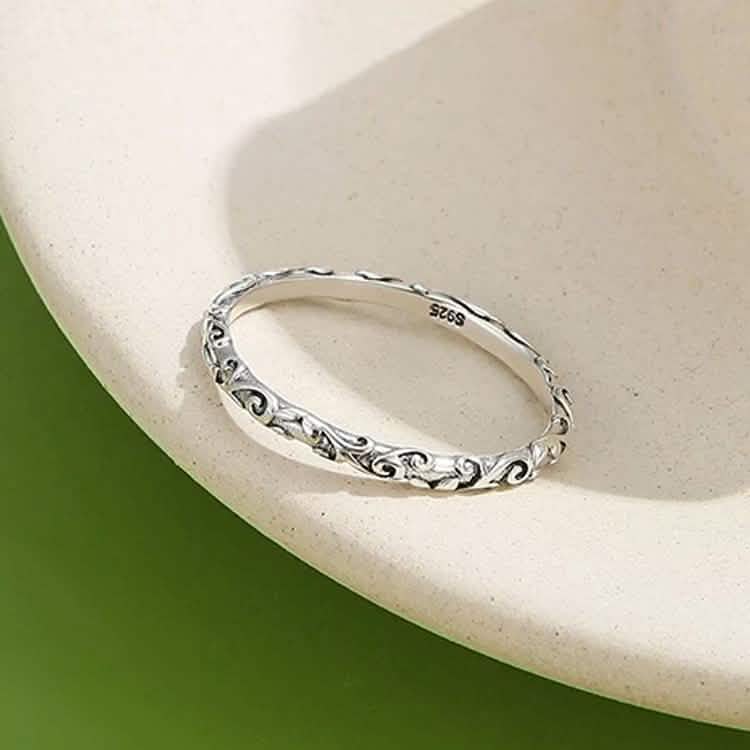 INALIS 925 Sterling Silver Ring for Women and Men Engraved Pattern Anniversary Rings DailySale