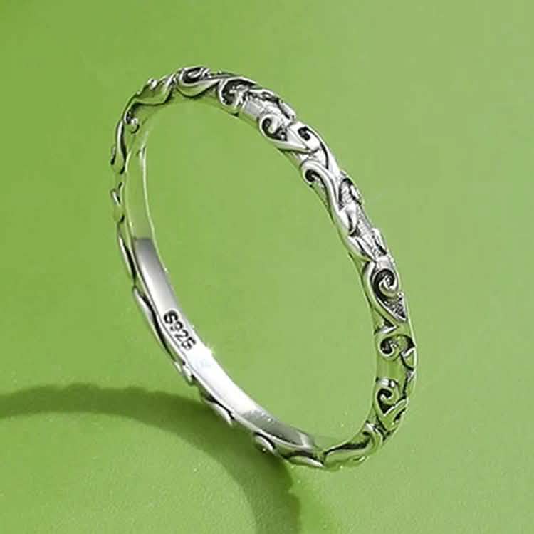 INALIS 925 Sterling Silver Ring for Women and Men Engraved Pattern Anniversary Rings DailySale