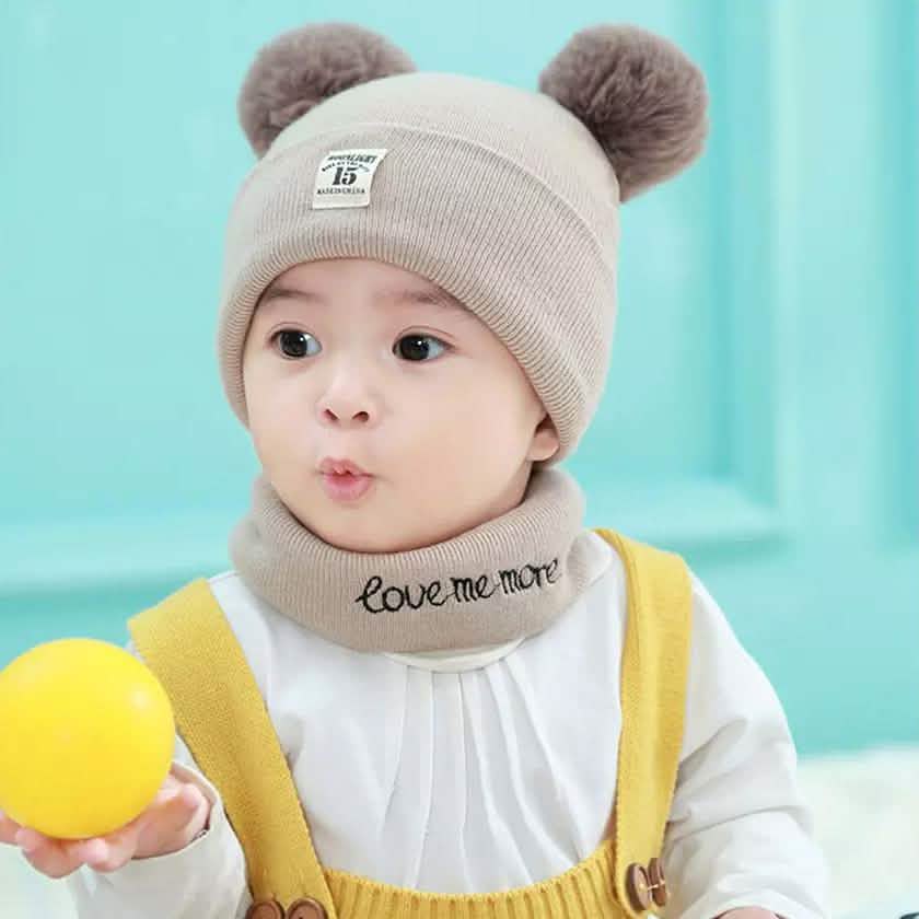 Infant Baby Winter Warm Knit Bobble Beanie Hat with Scarf Set DailySale