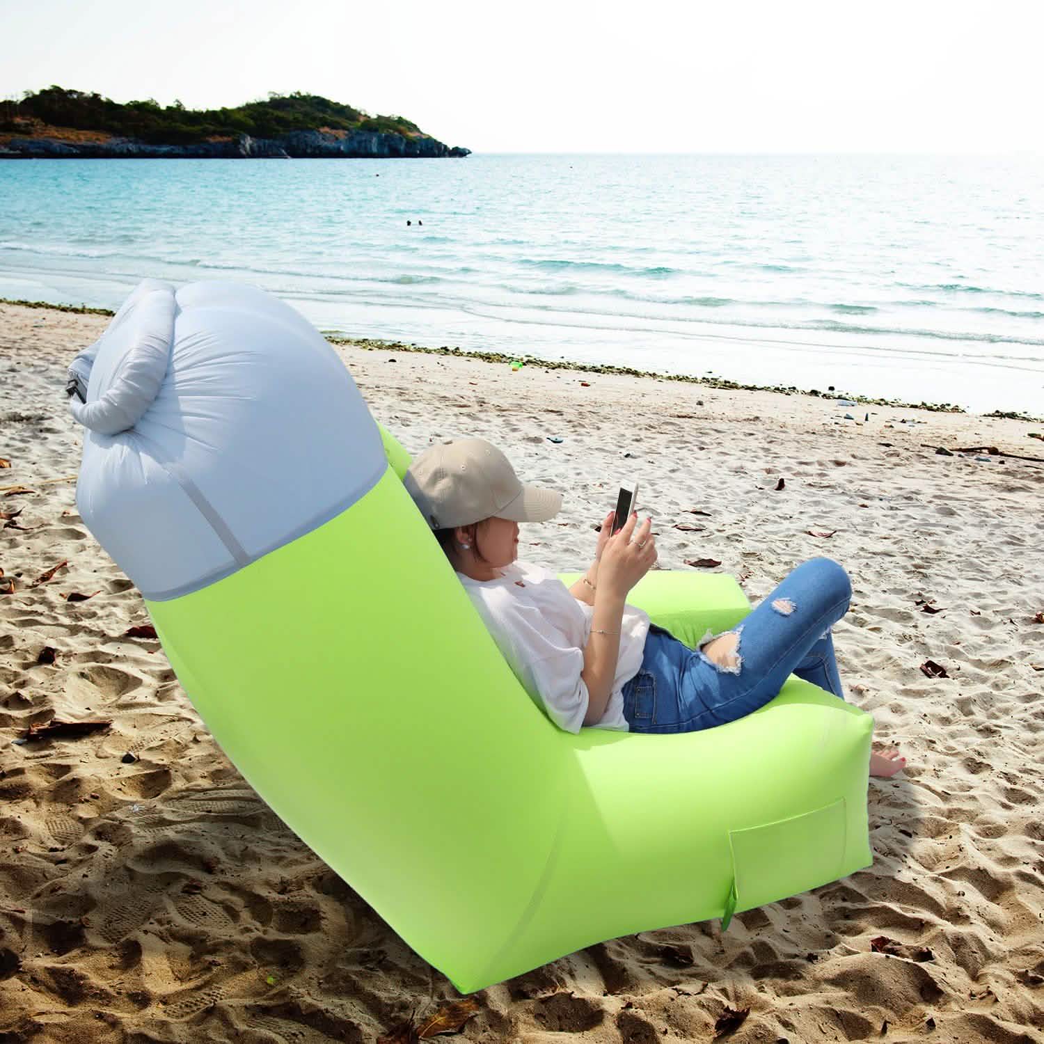 Inflatable Lounger Air Sofa Chair Couch with Portable Organizing Bag DailySale