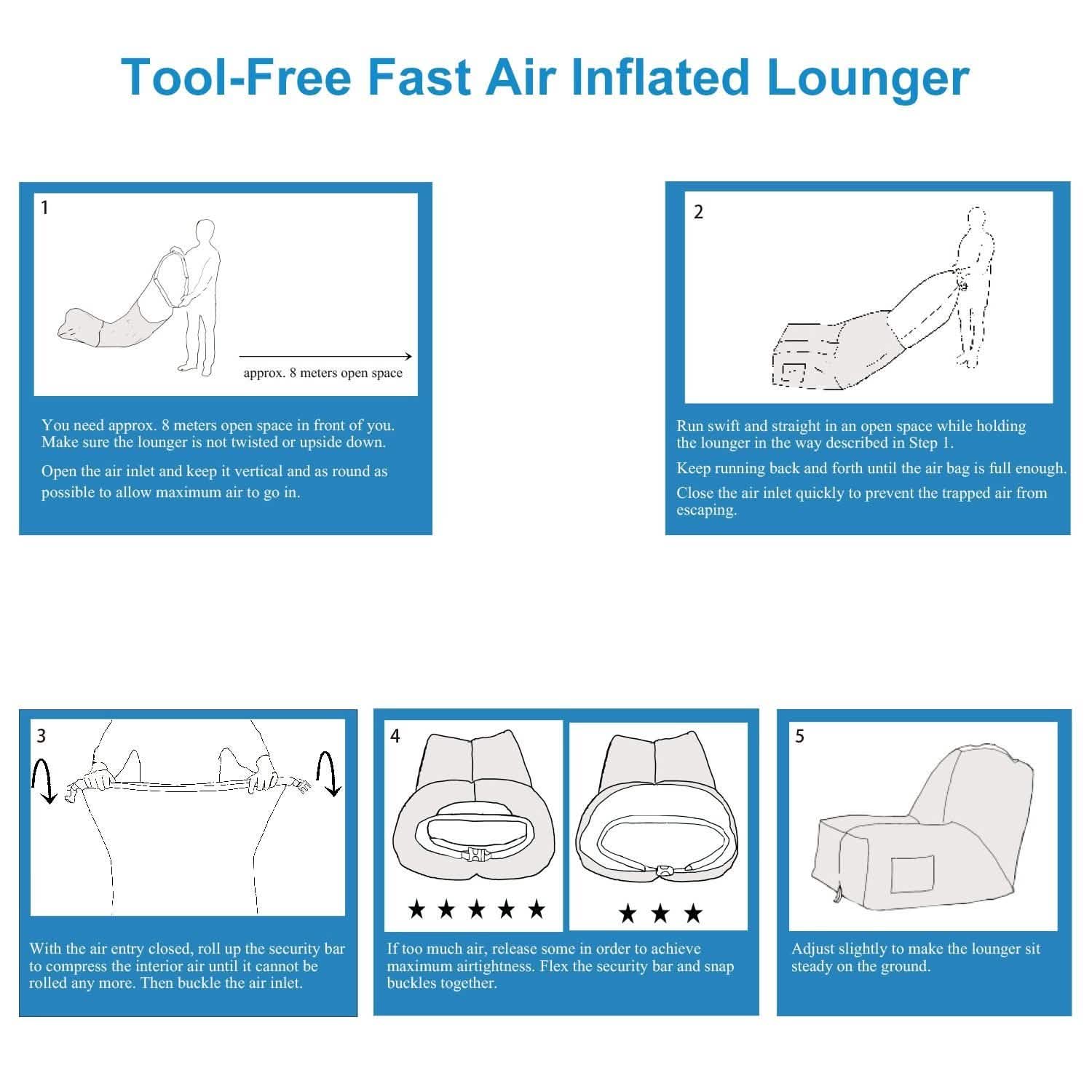 Inflatable Lounger Air Sofa Chair Couch with Portable Organizing Bag DailySale
