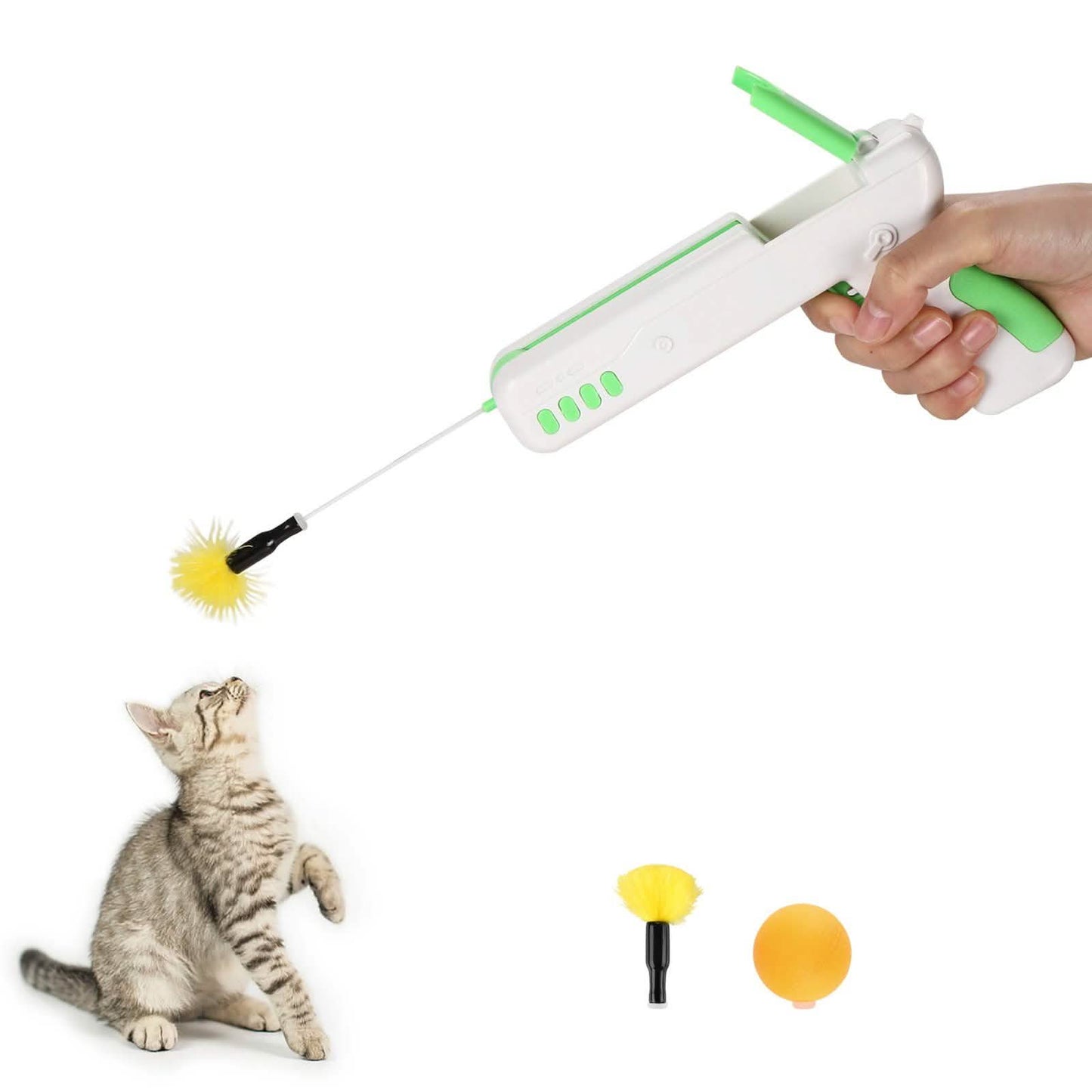 Interactive Cat Toy Gun Stick with Ball and Feather DailySale