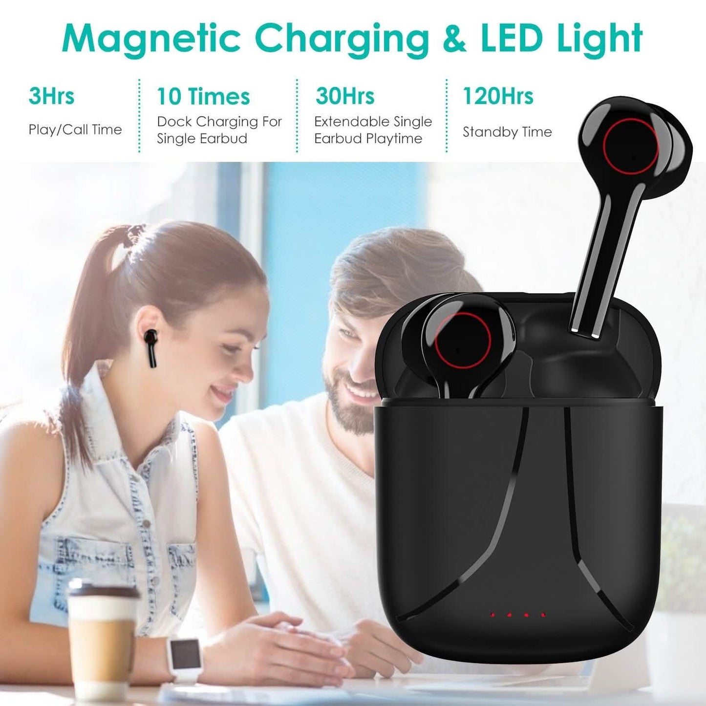 IPX5 Waterproof Wireless 5.0 TWS Earbuds Wireless Headset with Mic DailySale