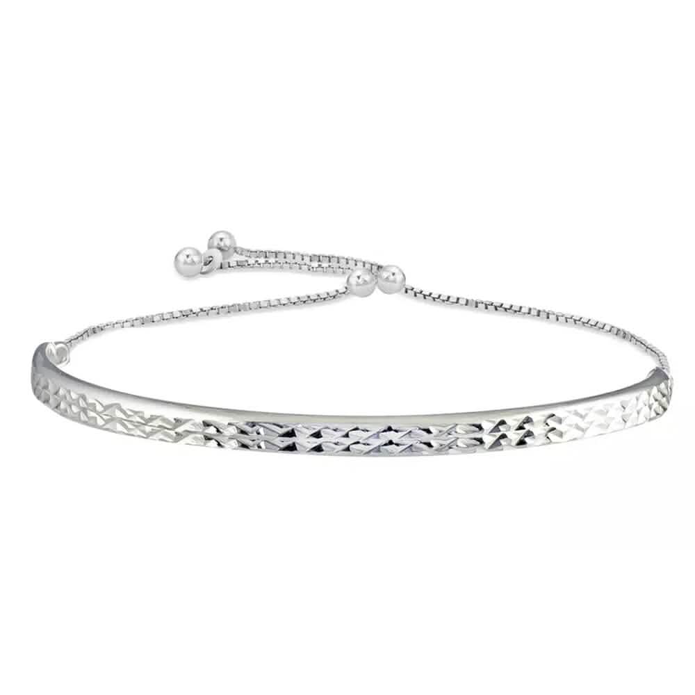 Italian Solid Sterling Silver Adjustable Bangle Bracelet DailySale