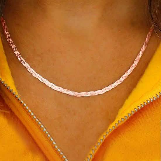 Italian Sterling Silver Braided Herringbone Necklace by Verona DailySale
