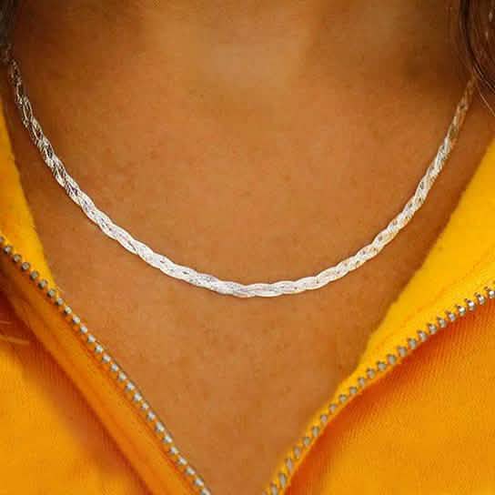 Italian Sterling Silver Braided Herringbone Necklace by Verona DailySale