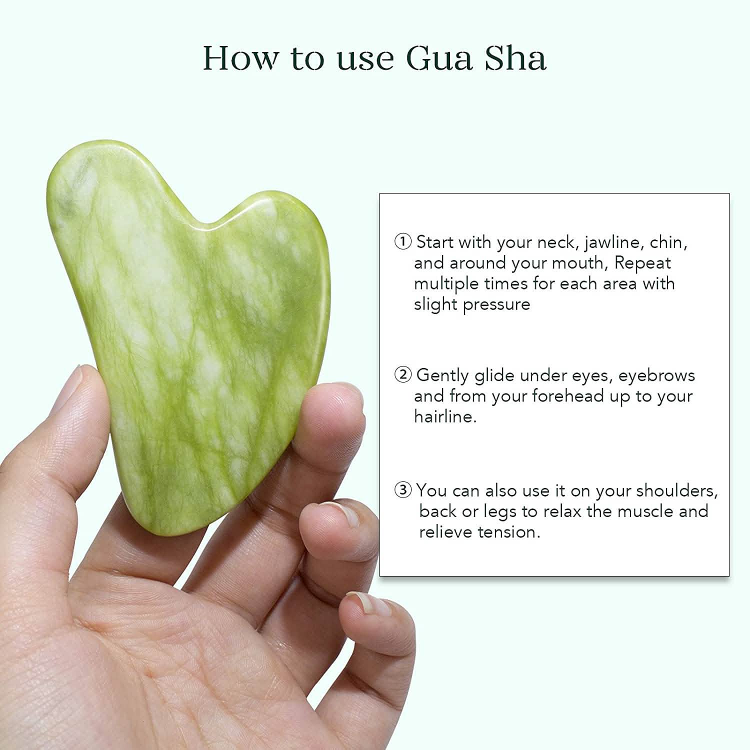 Jade Roller & Gua Sha Set Facial Beauty Tools Face Roller Skin Massager DailySale