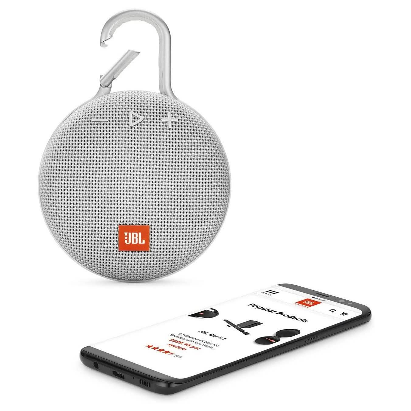 JBL Clip 3 Portable Waterproof Wireless Bluetooth Speaker - White DailySale