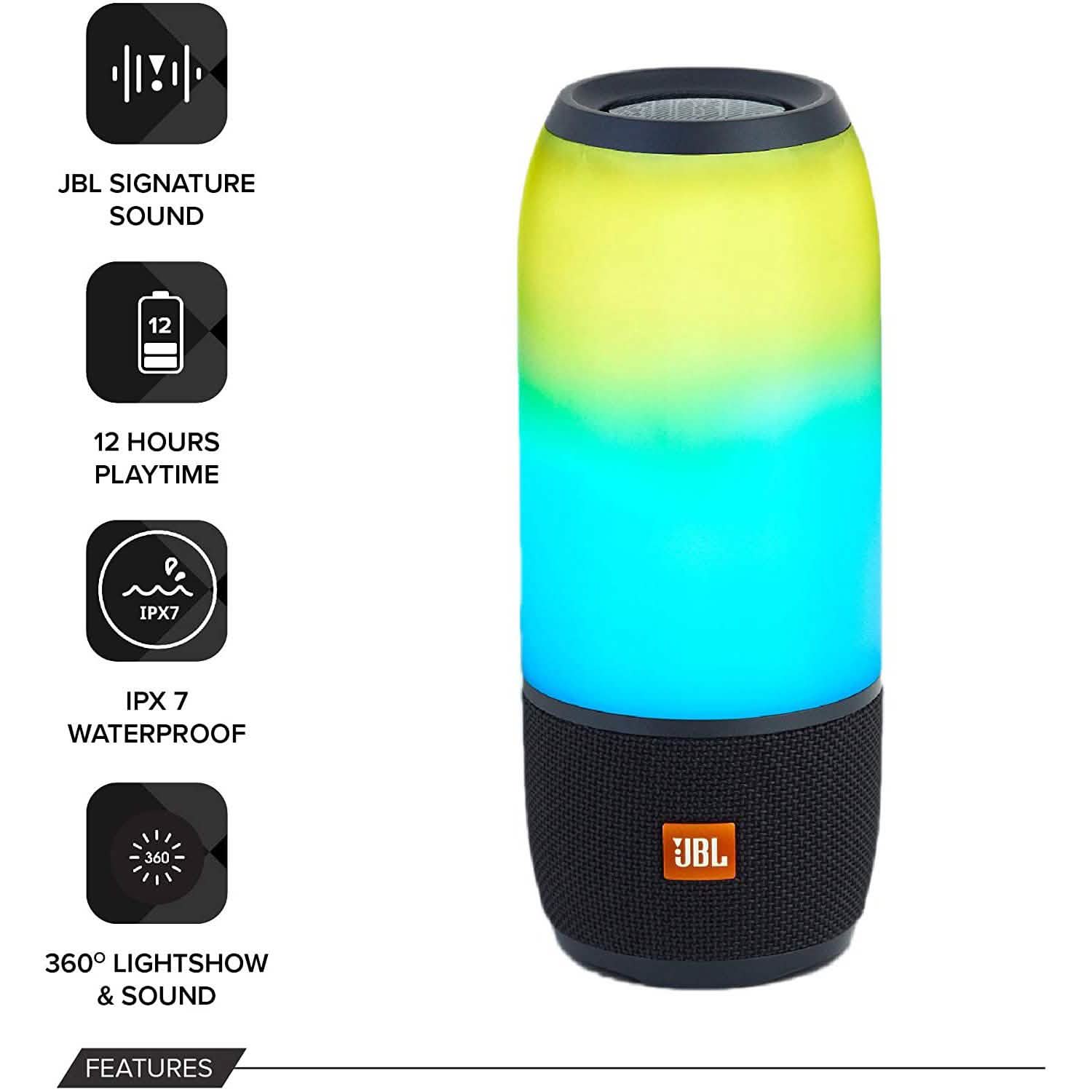 JBL Pulse 3 Wireless Bluetooth IPX7 Waterproof Speaker Black DailySale