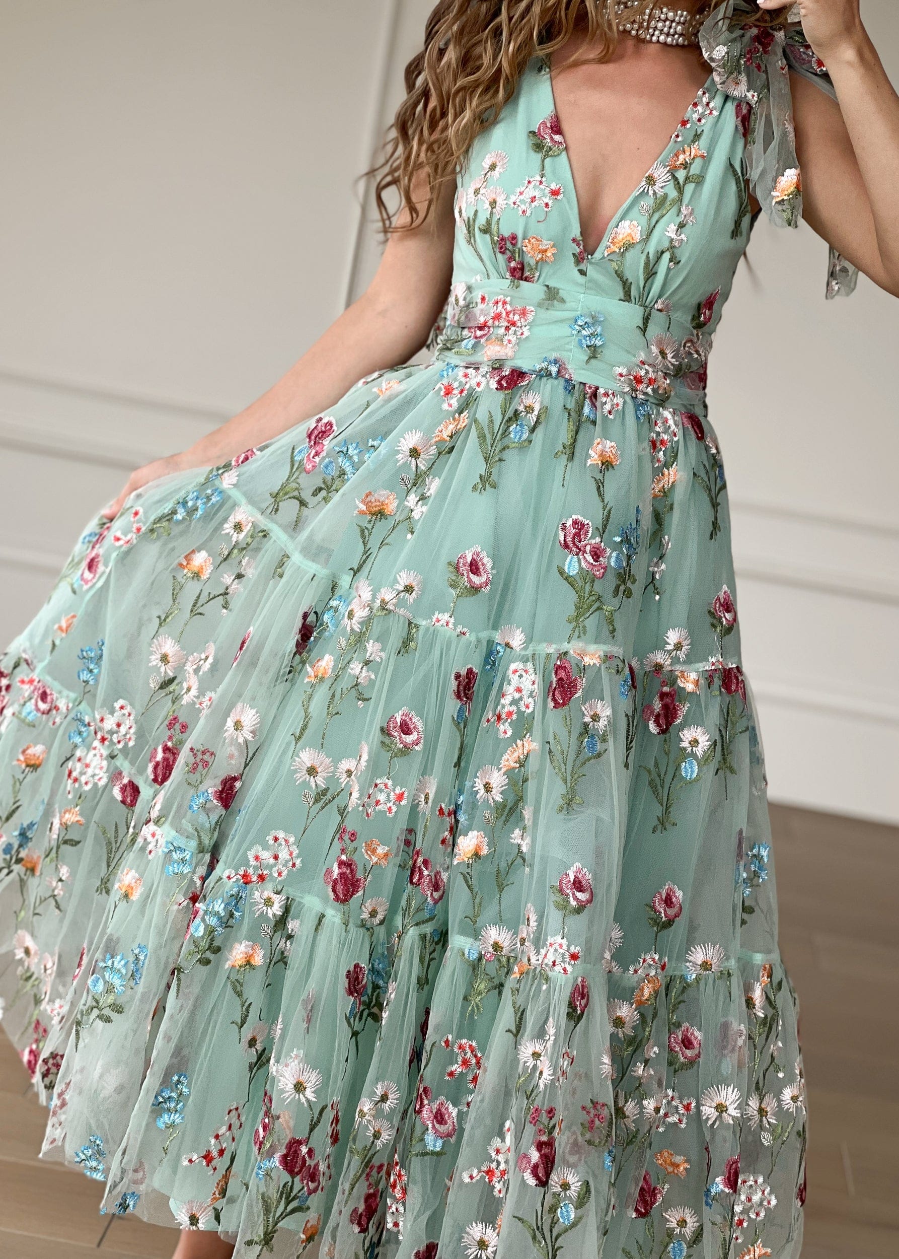 Margaret Floral Midi Dress Green JessaKae