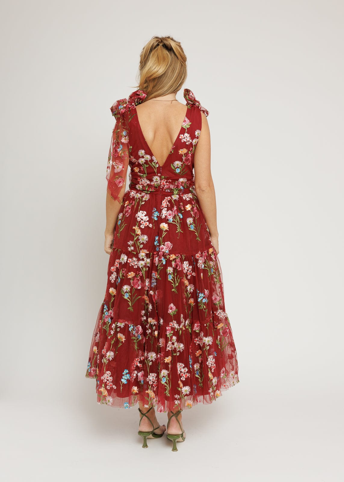 Margaret Floral Midi Dress Red JessaKae