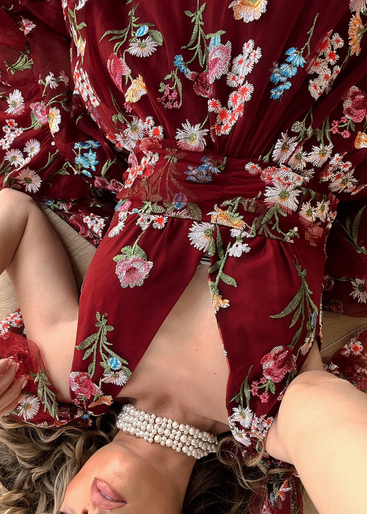 Margaret Floral Midi Dress Red JessaKae