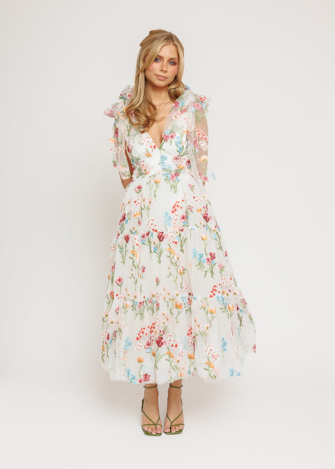 Margaret Floral Midi Dress White JessaKae